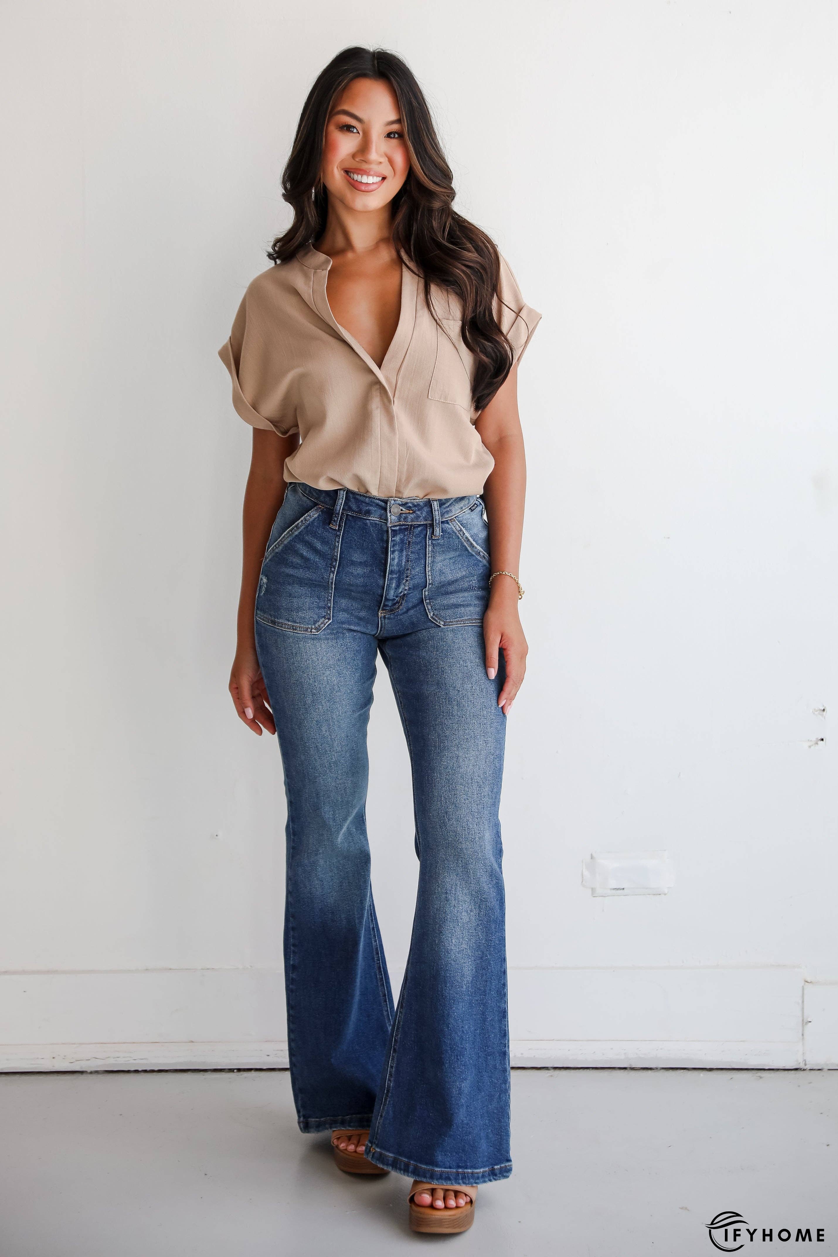 Margot Medium Wash High-Rise Flare Jeans | IFYHOME