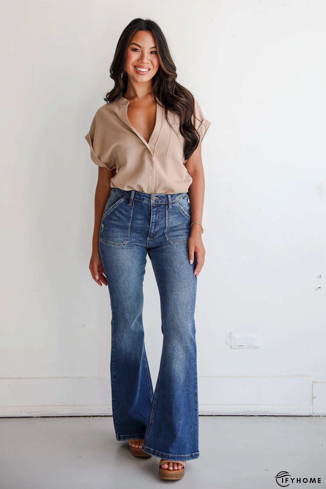 Margot Medium Wash High-Rise Flare Jeans | IFYHOME