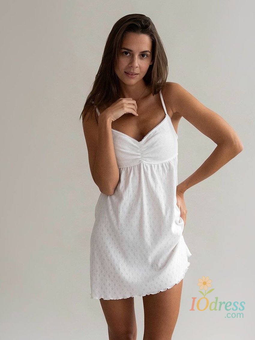 IO Dress Marthaqiqi Home Clothes Ladies Sexy Spaghetti Strap Pajama V-Neck Nightgowns Backless Nightwear Mini Dress Casual Female Nightie