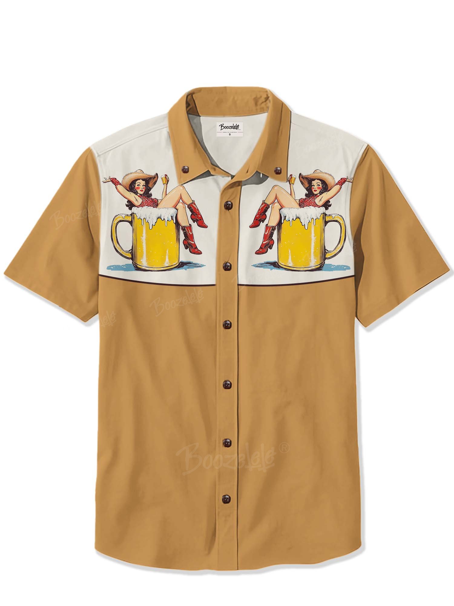 Pin Up Cowgirl And Beer - 100% Cotton Shirt