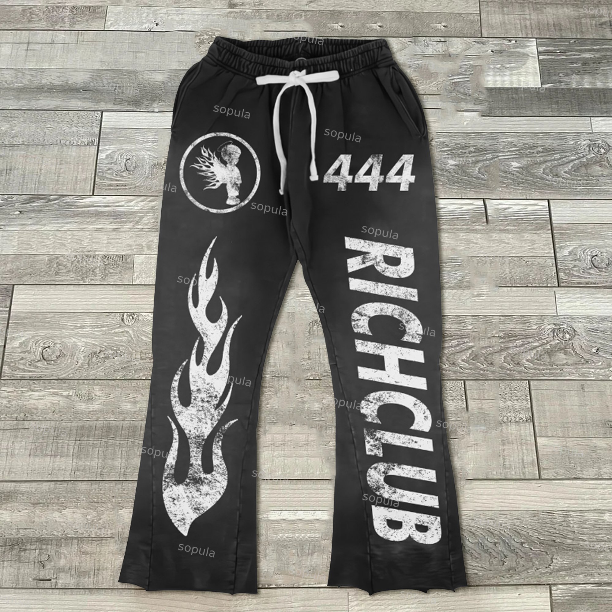 Men's Saint 444 Angel Rich Club Graphic Casual Flared Trousers