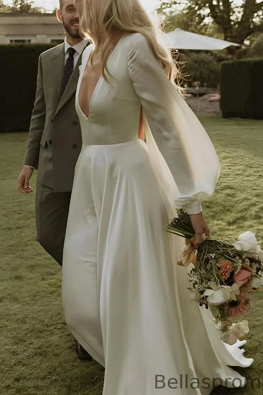 satin wedding dresses online A-line Satin Wedding Dress,Modern Wedding Dress With Straps,WD00900, US16 / White