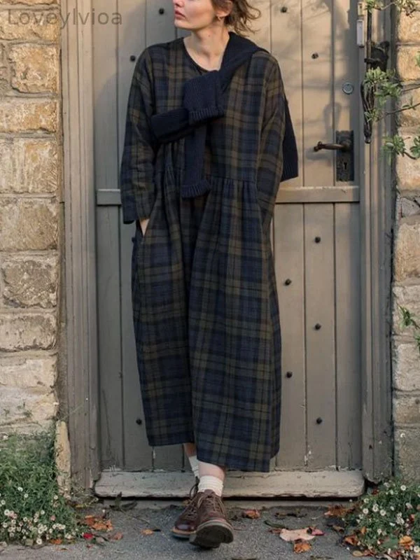 Loose Plus Size Women's Cotton Linen Dress