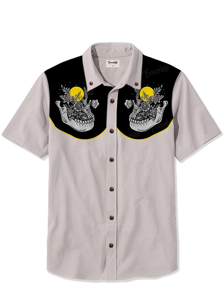 Skull Flower Under the Moon - 100% Cotton Shirt