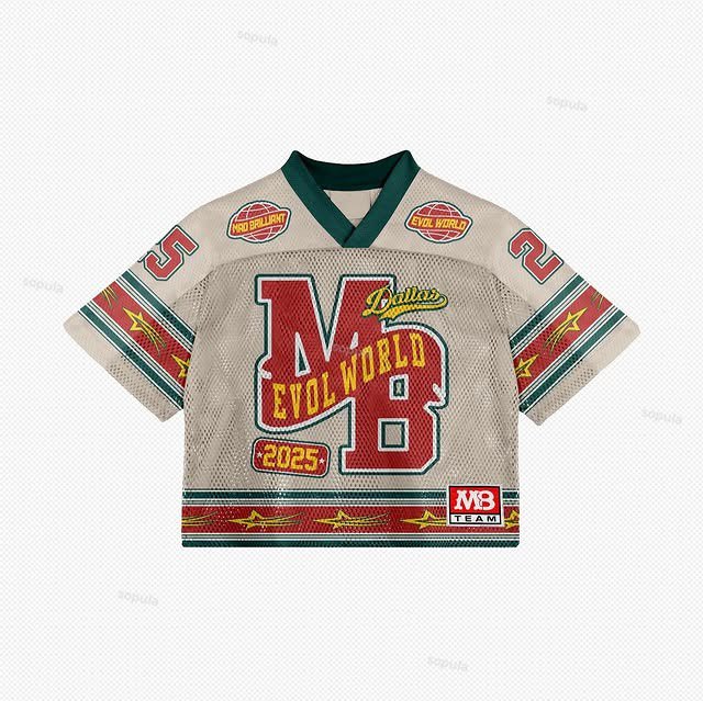Vintage Evol World 2025 Blokecore Blokette Cropped V-neck Jersey T-shirt