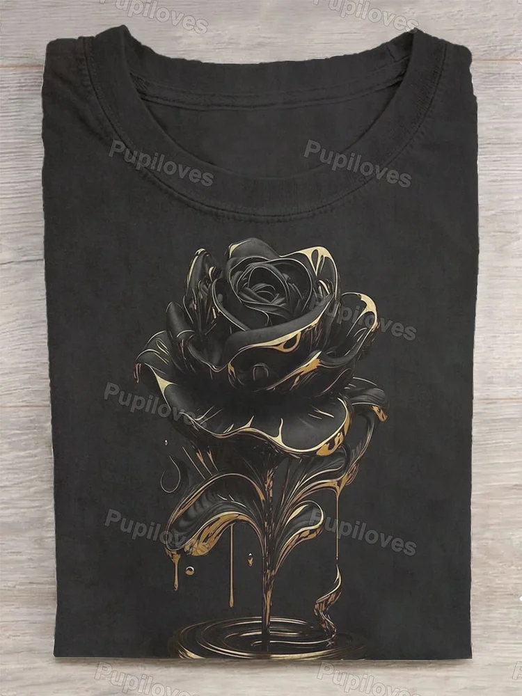 Pupiloves Pupiloves  Unisex Valentine's Day Rose Abstract Print T-Shirt