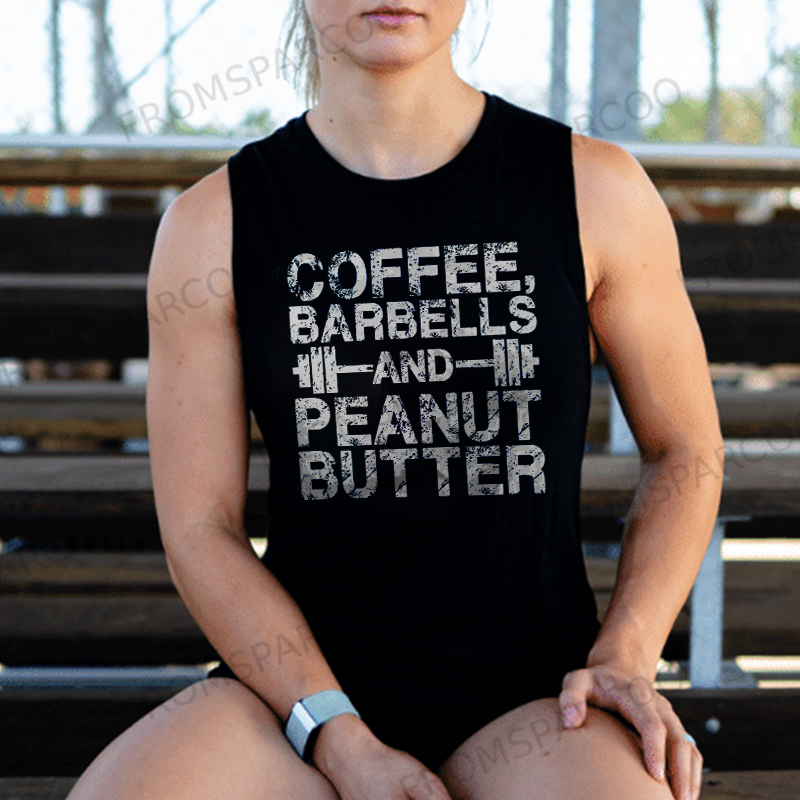 Coffee, Barbells And Peanut Butter Printed Women's Vest