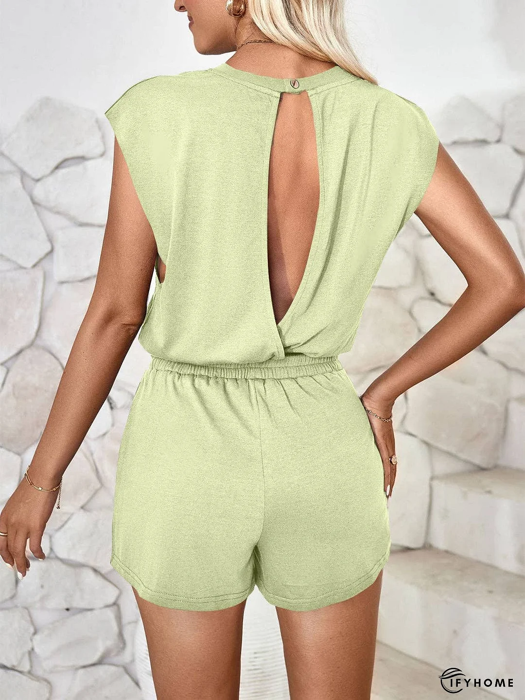 Cutout Round Neck Cap Sleeve Romper | IFYHOME