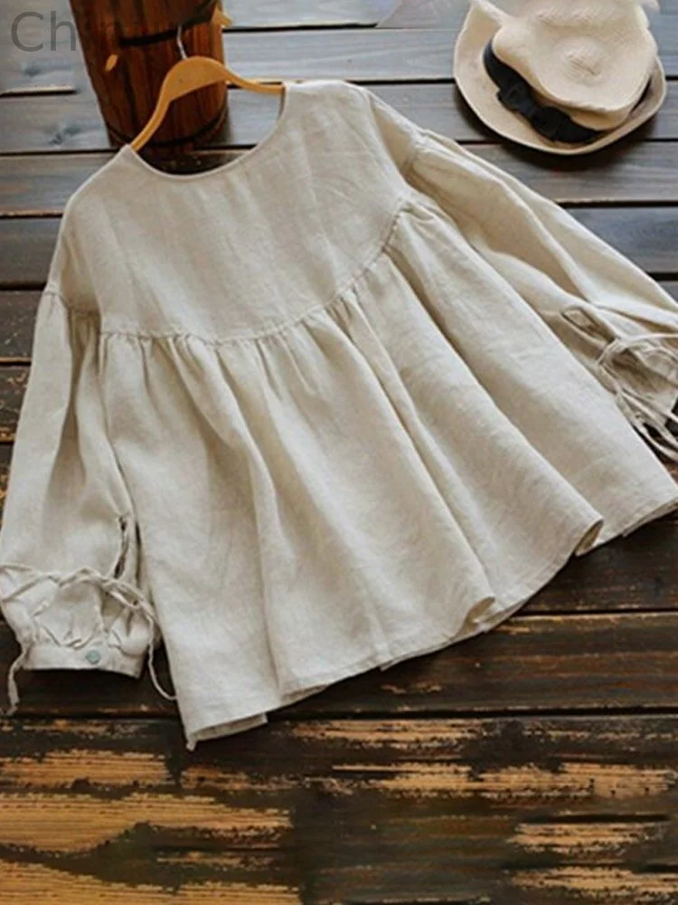Vintage Linen Long Sleeve Loose Top