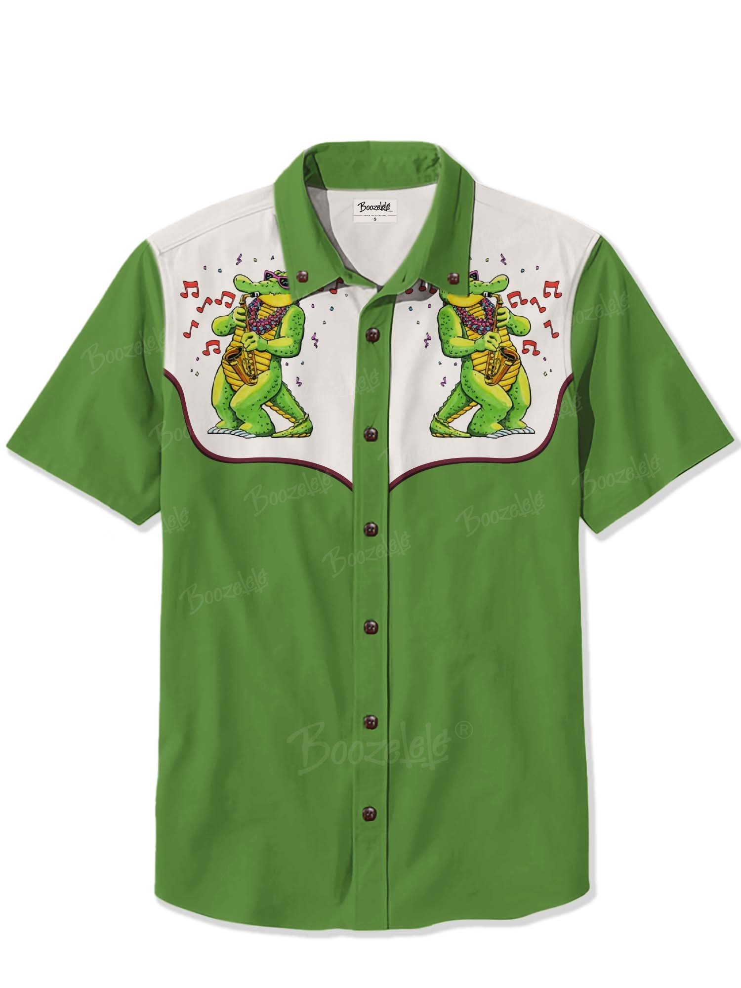 Mardi Gras The Saxophone Crocodile Music - 100% Cotton Shirt