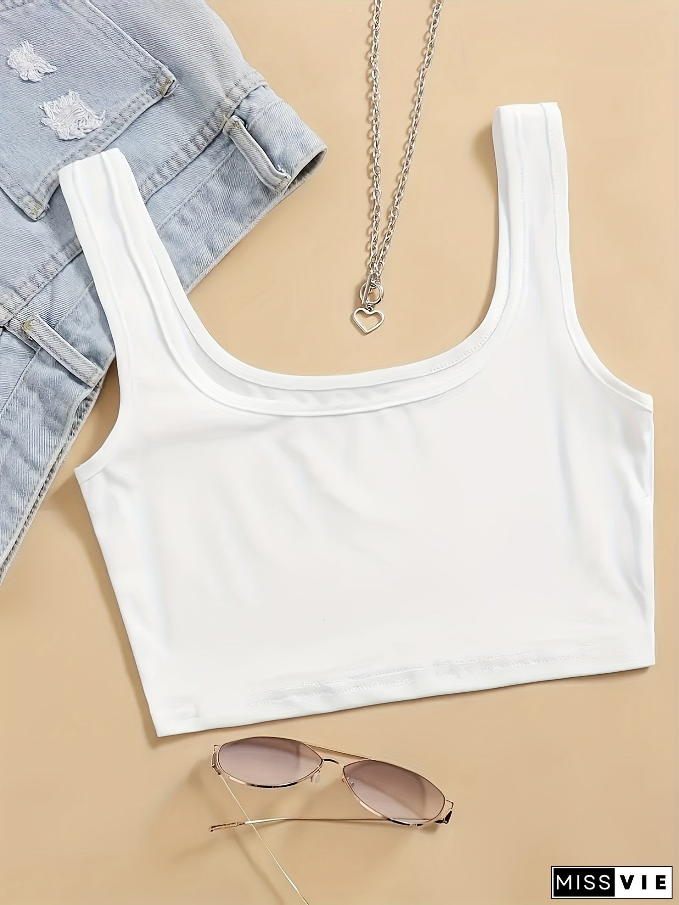 Women's Sleeveless Y2k Fitted Tank Top, Solid Color With A Scoop Neck, Casual And, Cropped And Sexy With Stretch, Suitable For Summer, Machine Washable And Dry Cleanable.