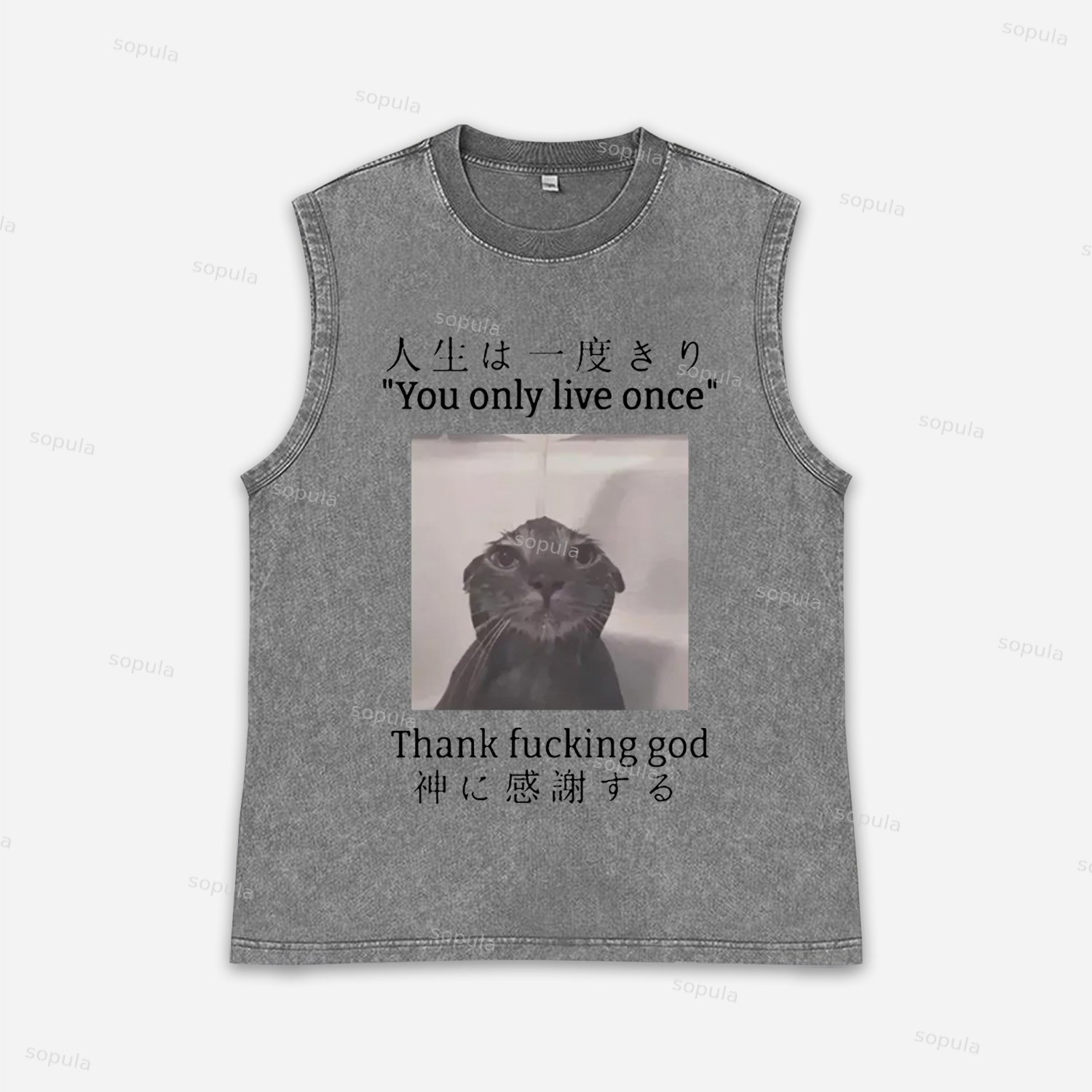 Vintage You Only Live Once Art Graphic Acid Washed Tank