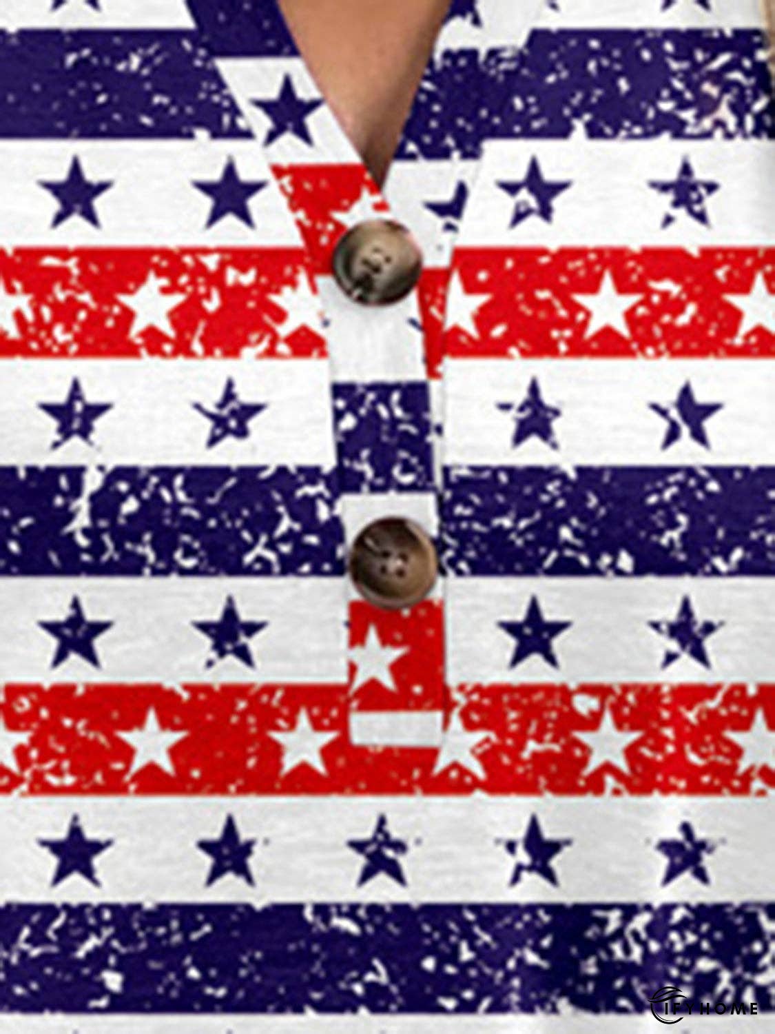 Full Size Printed Notched Short Sleeve Blouse | IFYHOME