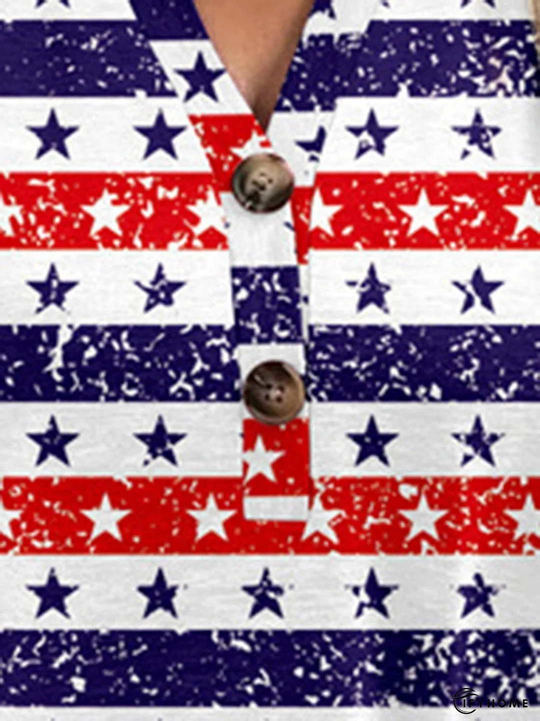 Full Size Printed Notched Short Sleeve Blouse | IFYHOME