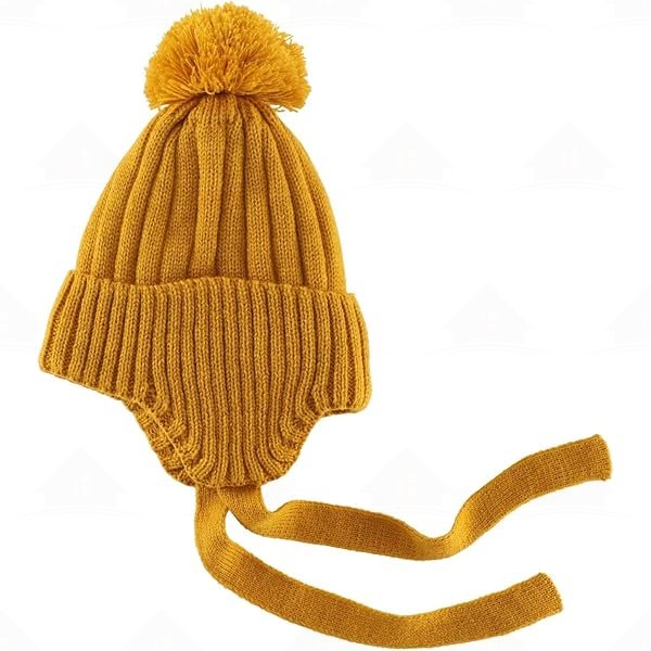 Home Prefer Toddler Boys Beanie Hat with Ear Flaps Fleece Lined Winter Hat Kids Pompom Beanies Knit Watch Cap