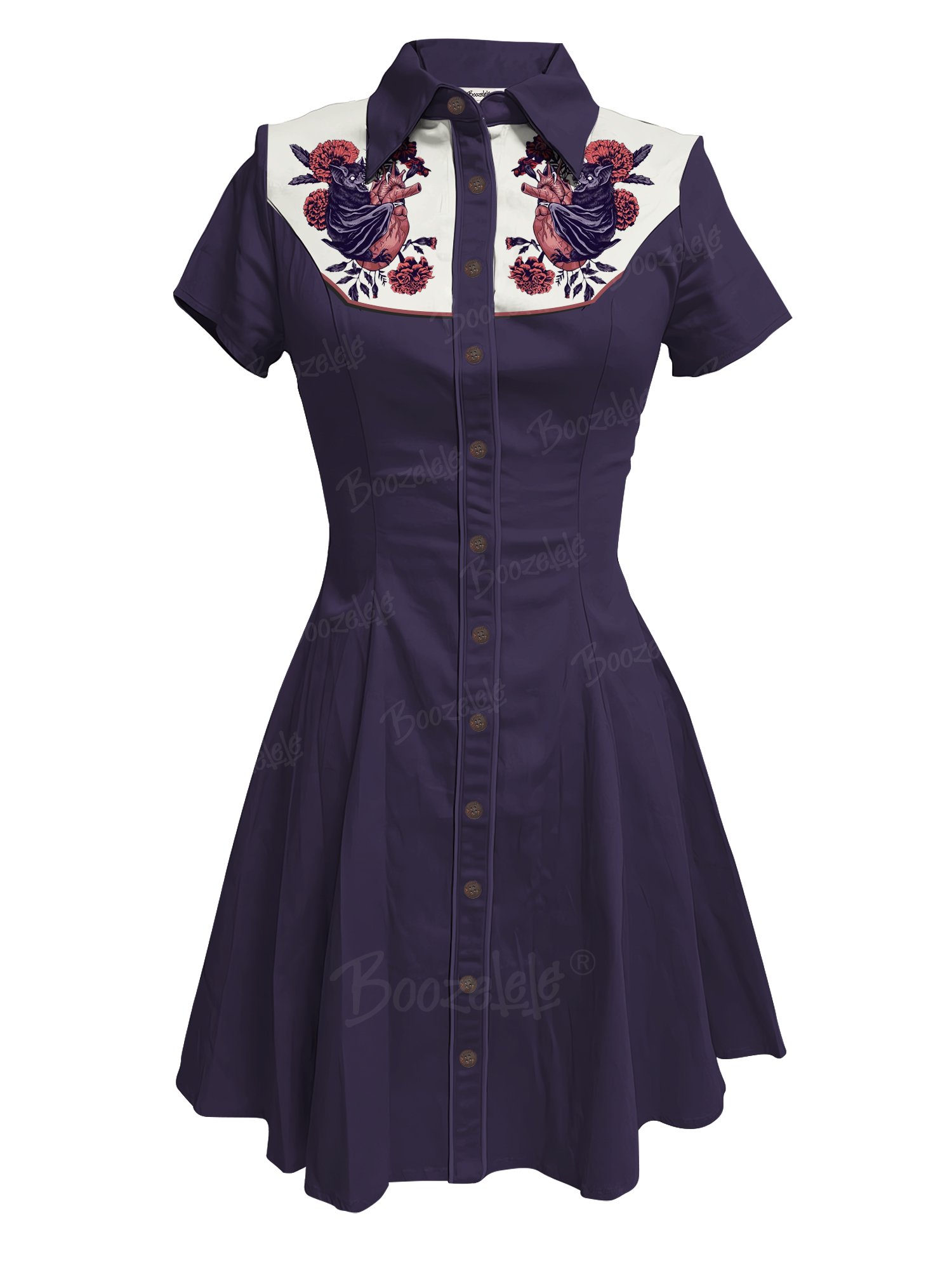 Bat And Flower - 100% Cotton Dress