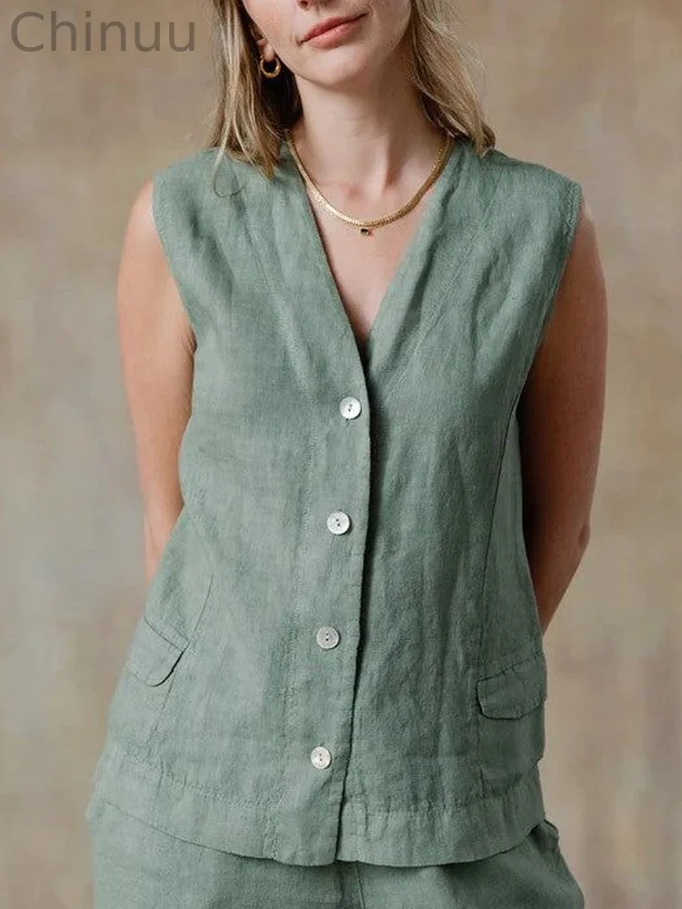 Women's Linen Casual Vest