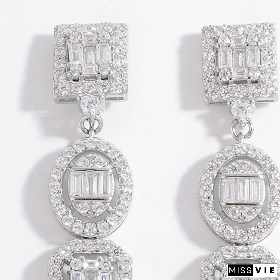 925 Sterling Silver Inlaid Zircon Earrings