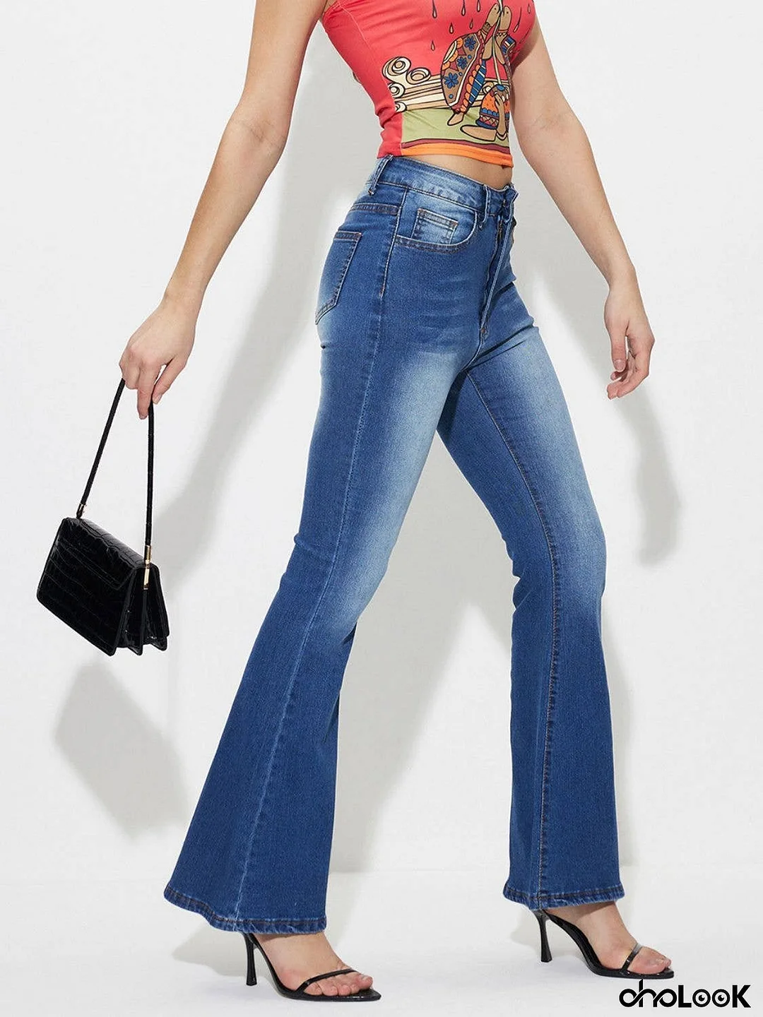 Mid-Rise Waist Bootcut Jeans