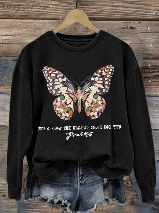 Women's Casual Jeremiah 29 11, For I Know the Plans I Have For You Print Long Sleeve Sweatshirt