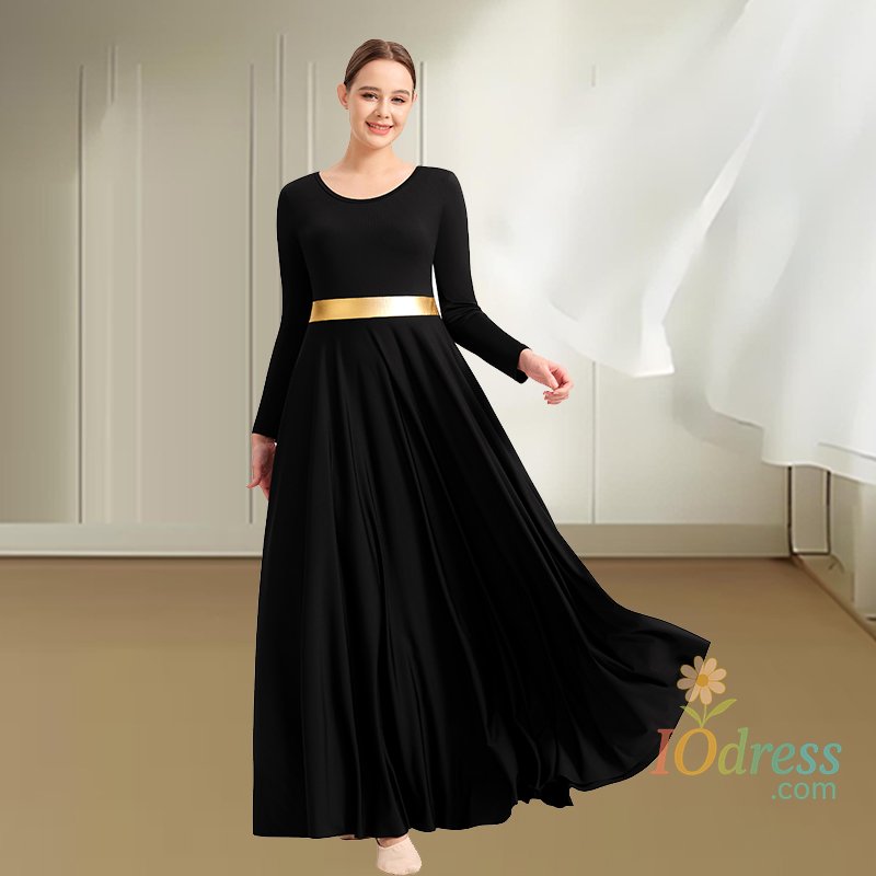 IO Dress Women's Praise Dance Dress Liturgical Worship Church Robe Dress Lyrical Dancewear Metallic Splicing Freely Cut