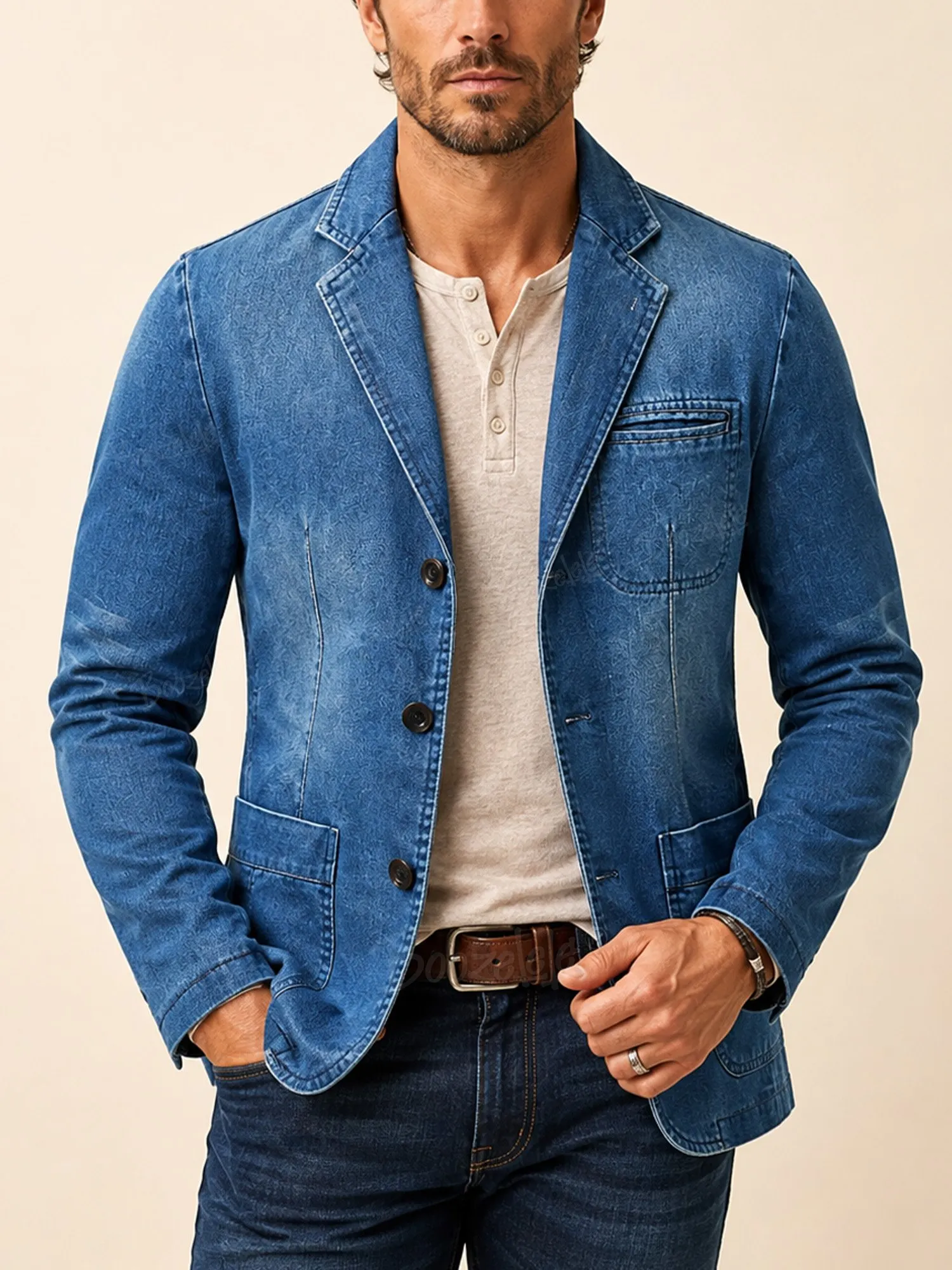 Suitable For Business Casual Office And Creative Commuting &mdash; Slim Fit, Multiple Pockets, Soft 100% Cotton Denim Men'S Sporty Casual Suit