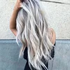 Fashion Ombre Black Light Gray Body Wave Wig 24-inch Curly Wave Long Wig 