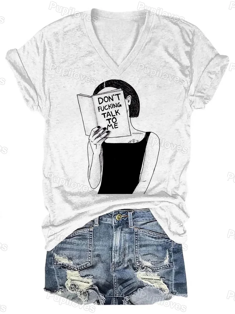Pupiloves Pupiloves Don't Fking Talk To Me V-Neck T-shirt