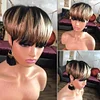 Glueless Black Short Straight Bob Pixe Cut Hair
