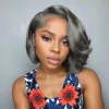 Salt and Pepper Grey Glueless Wavy Bob Hair Wig
