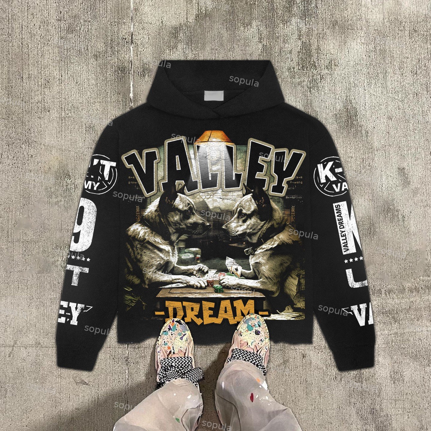 Sopula Vintage Warzone Valley Dream Graphics Cropped Hoodie