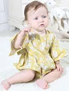Floral Short Bell-sleeve Baby Girl Bodysuit Bow Onesie DEARBABYSTORE James Yang