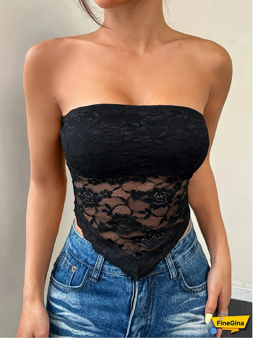 [Sexy Lace Bustier] Sensual Off-Shoulder Elegant Contrast Lace Bustier Top | Machine Washable All-Season Versatile Layering Piece for Women, Evening Wear, Sexy Stretchy Fitted Camisole with Lace Trim