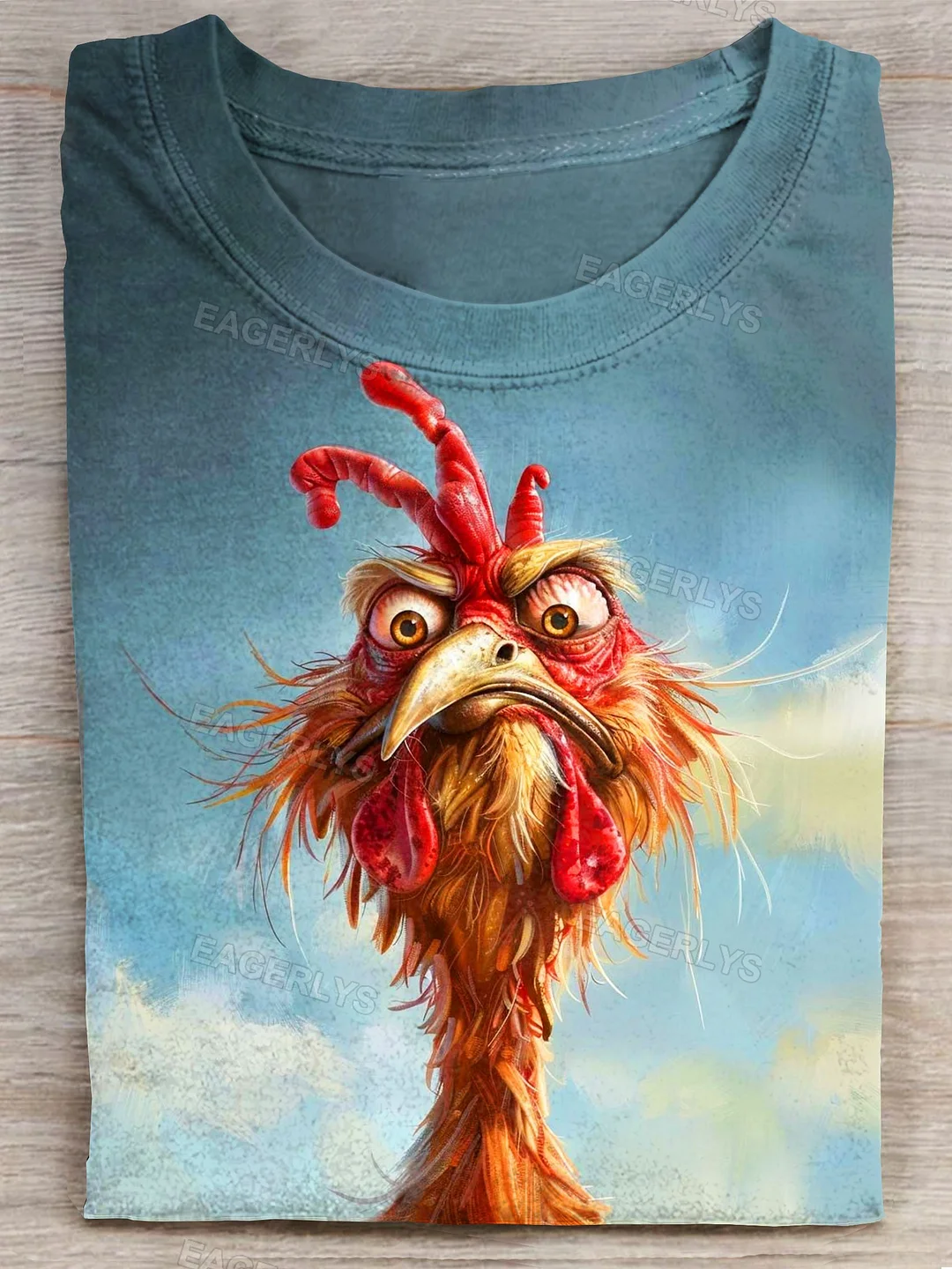 Eagerlys Seriously Funny Mad Rooster Art T-shirt Eagerlys