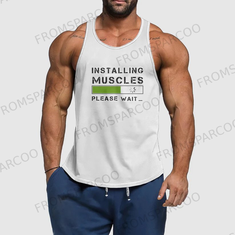 INSTALLING MUSCLES PLEASE WAIT Men's Printed Fitness Tank Top