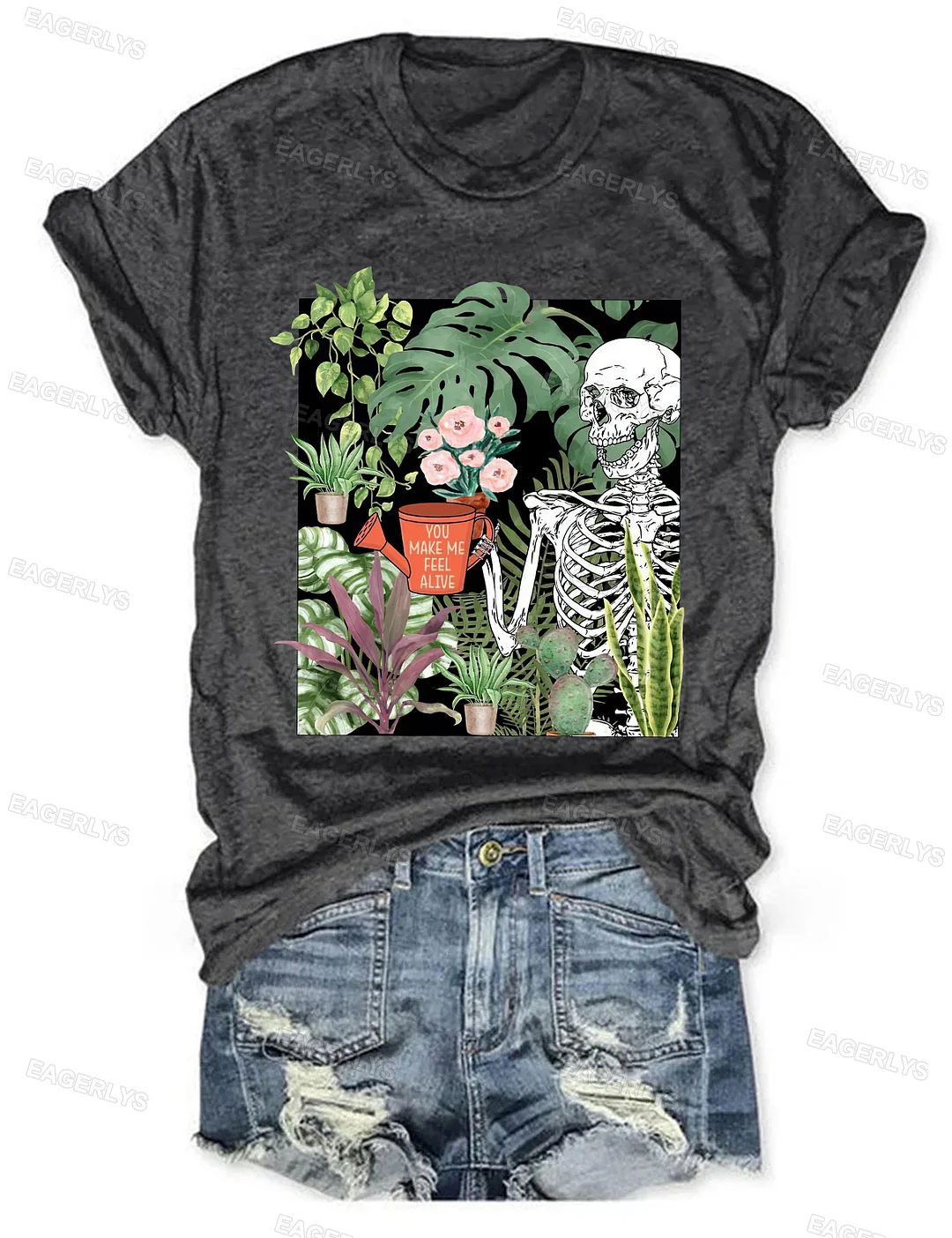 Eagerlys You Make Me Feel Alive Plant T-shirt Eagerlys