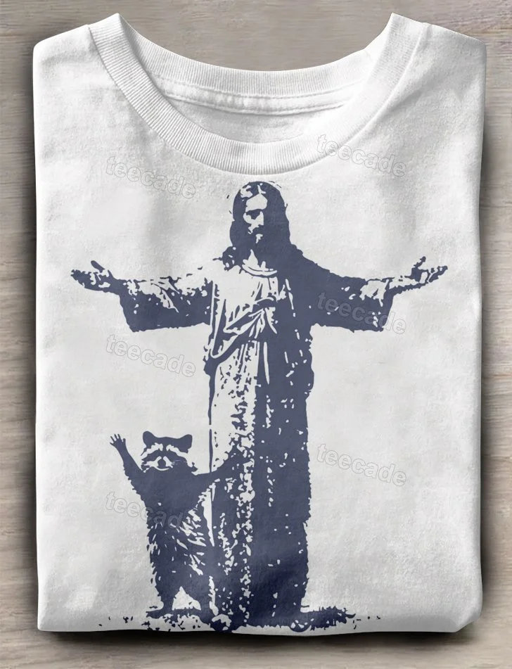 Teecade Teecade Jesus and Raccoon T-shirt