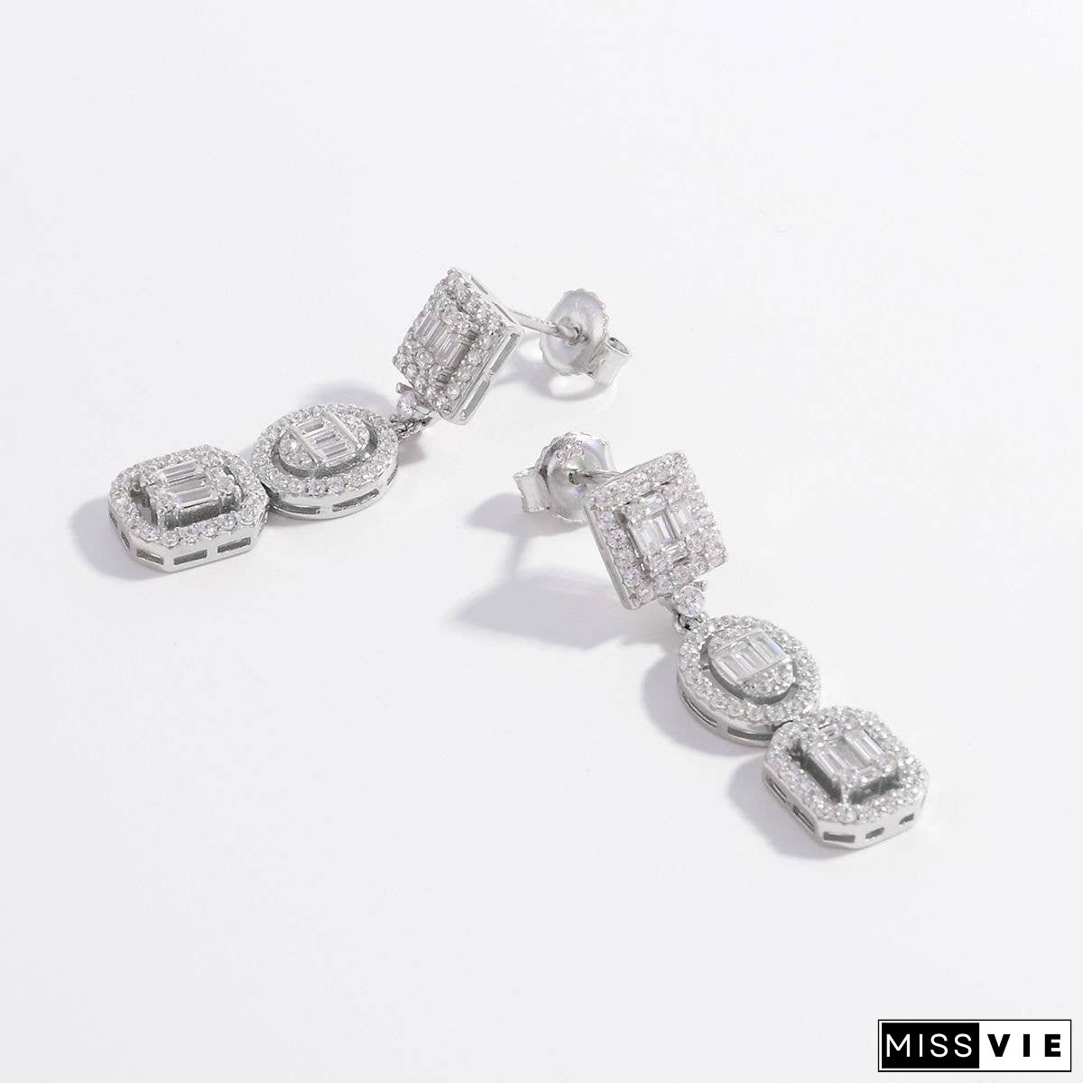 925 Sterling Silver Inlaid Zircon Earrings