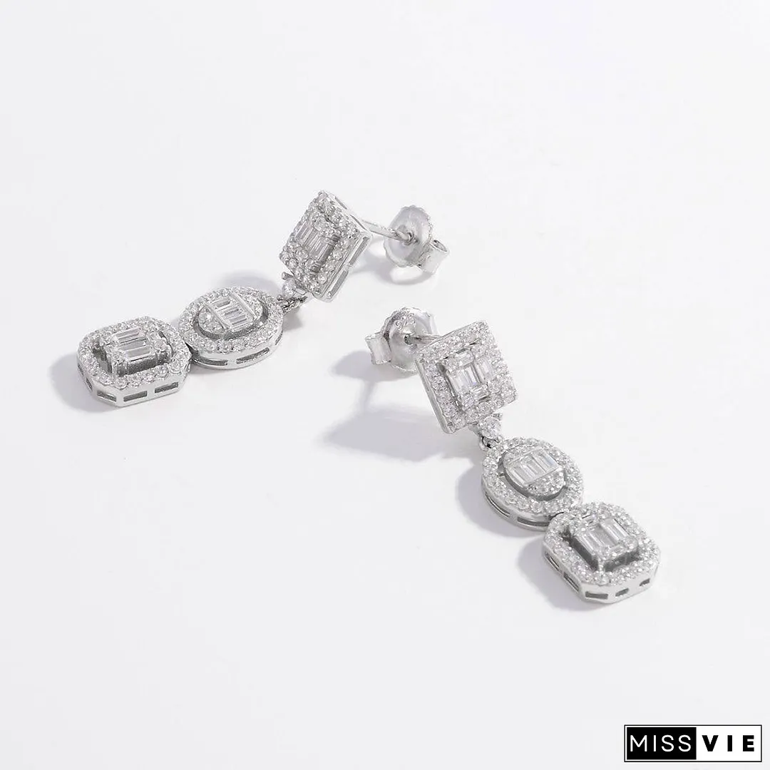 925 Sterling Silver Inlaid Zircon Earrings
