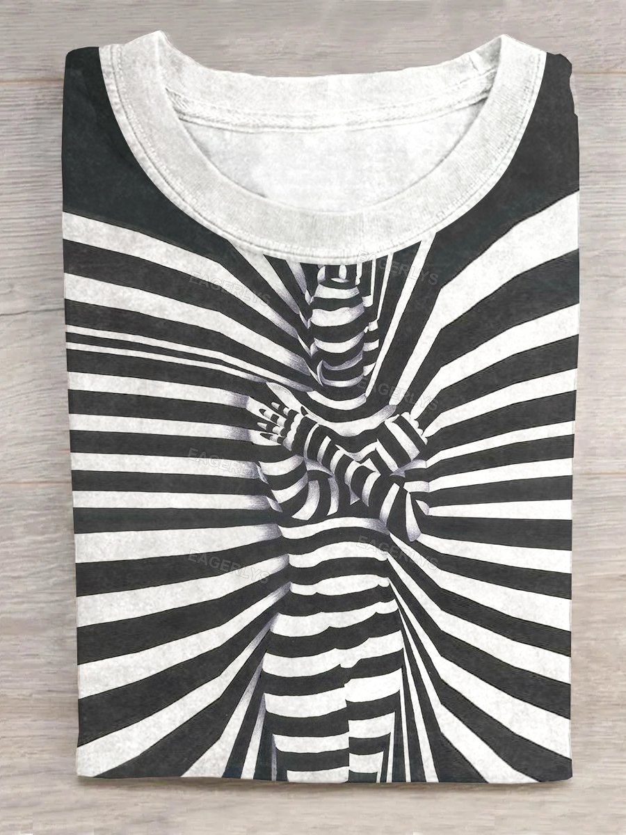 Eagerlys Black and White Striped Girl T-shirt Eagerlys