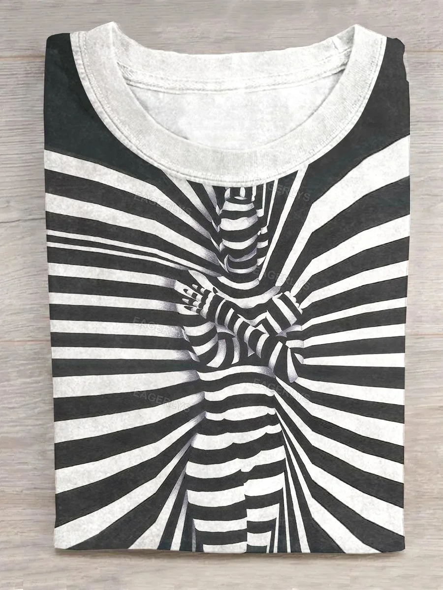 Eagerlys Black and White Striped Girl T-shirt Eagerlys