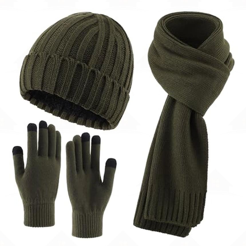 Home Prefer 3 PCS Fleece Lined Cold Weather Set, Warm Winter Beanie Hat, Long Scarf and Touchscreen Gloves for Men & Women