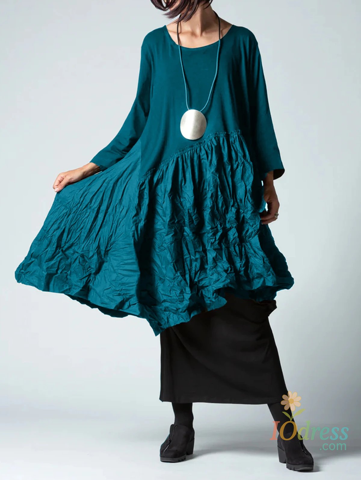 IO Dress Spring Summer Solid Color Dress 2025 Women Vintage Asymmetrical Hem Sundress Female Mujer Loose Shirt Dress Vestidos Robe Femme