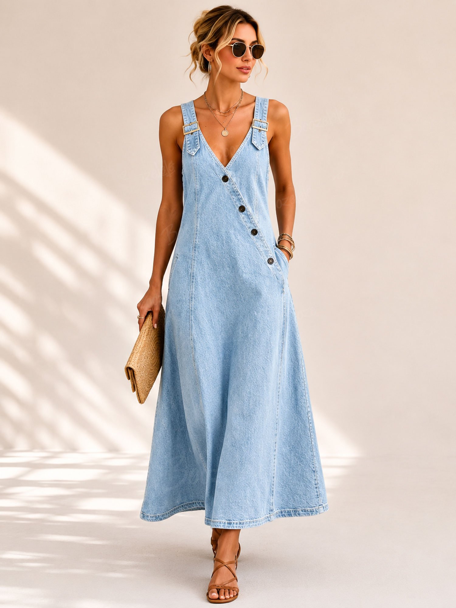 Perfect for a Road Trip &mdash; 2026 Spring Summer Dark Wash Denim Maxi Dress