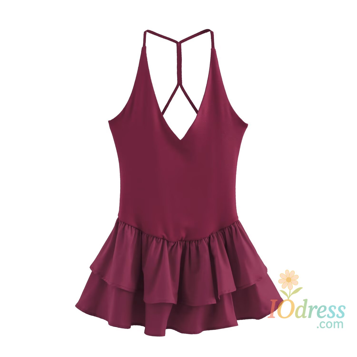 IO Dress TRAFZA Summer Woman Pleated Elasticity Beach Party Dress Women Fashion Deep V-Neck Sexy Sleeveless Backless Slim Mini Dress