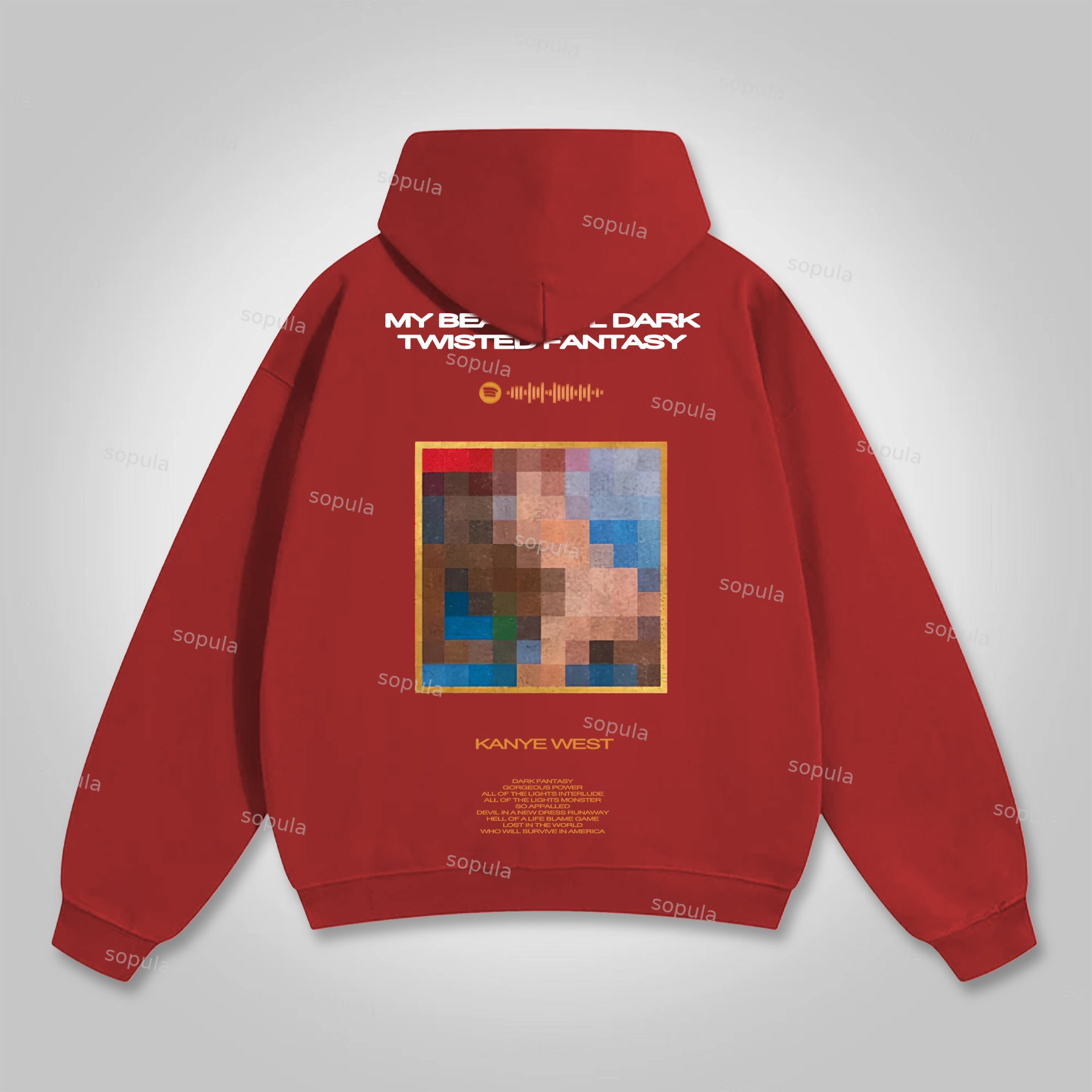 Sopula Vintage My Beautiful Dark Twisted Fantasy Graphic Pocket Hoodie