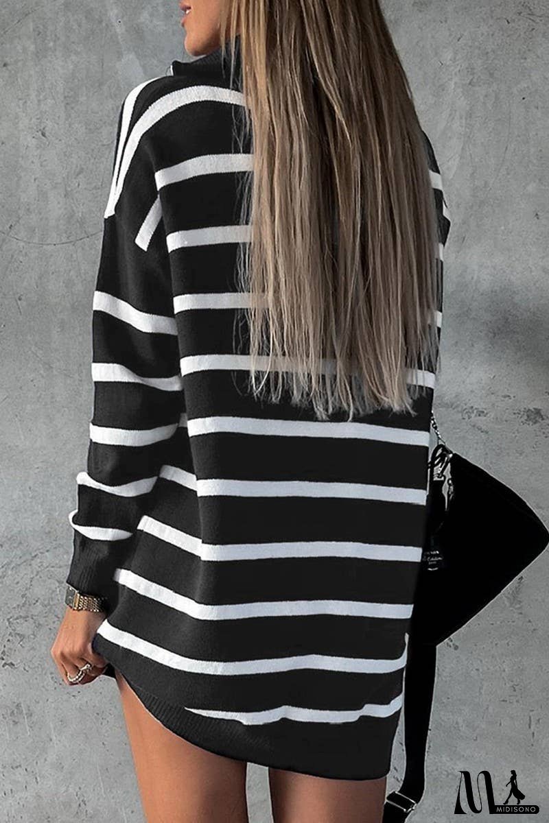 New V-Neck Striped Loose Casual Knitted Dress