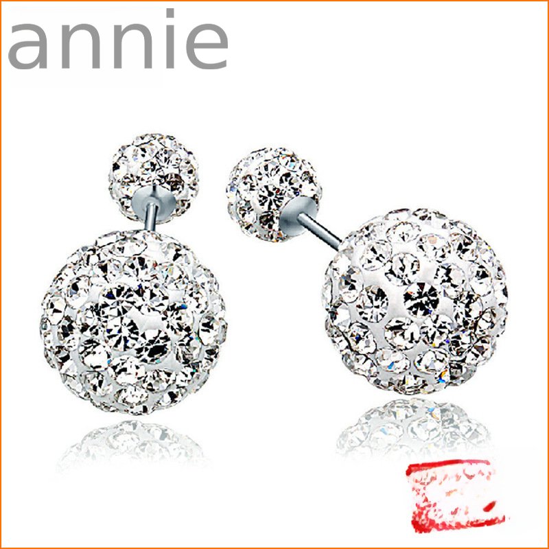 Weihua silver jewelry 925 European and American jewelry double beads rhinestone silver stud earrings women's earrings fashion TikTok silver jewelry wholesale