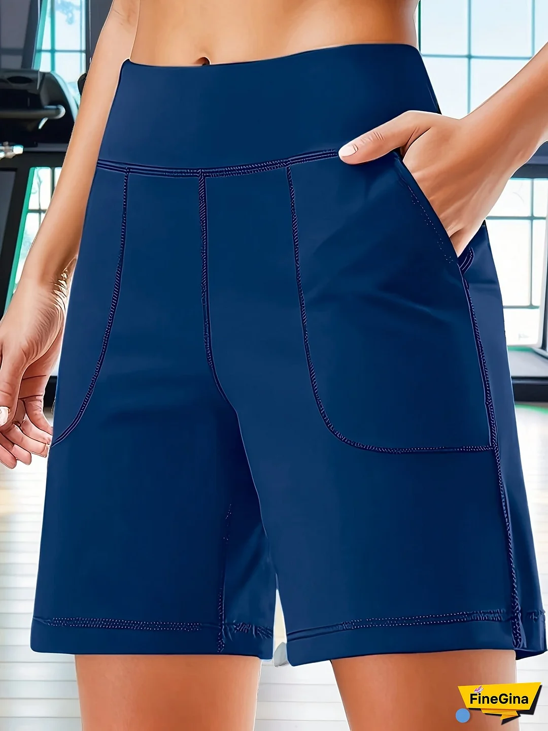 Women's Quick-Dry High-Waisted Athletic Shorts with Pockets - Gym Swim-like Workout Pants, Elastic Waistband & Zip-Free Design for Yoga, Running, Cycling, Gym Training - Summer Sports Shorts (No Belt Needed)