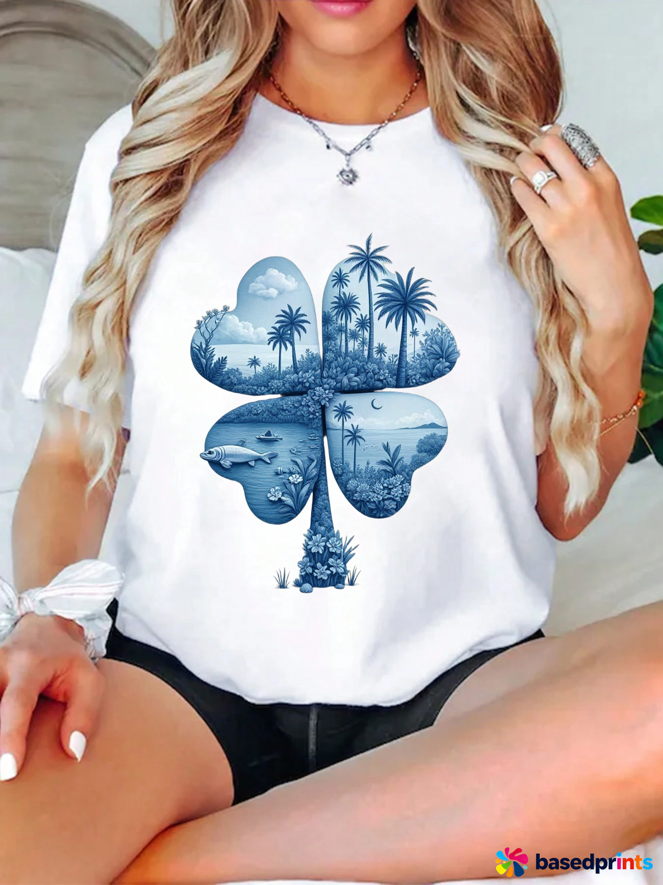 Summer Beach Four Leaf Clover T Shirt